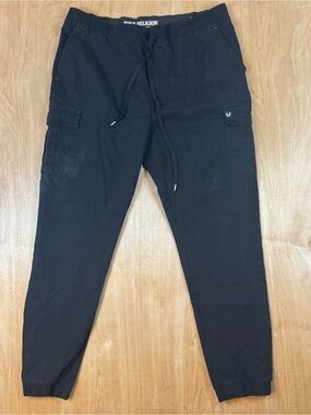 True Religion Black Cargo Joggers with Drawstring Waist